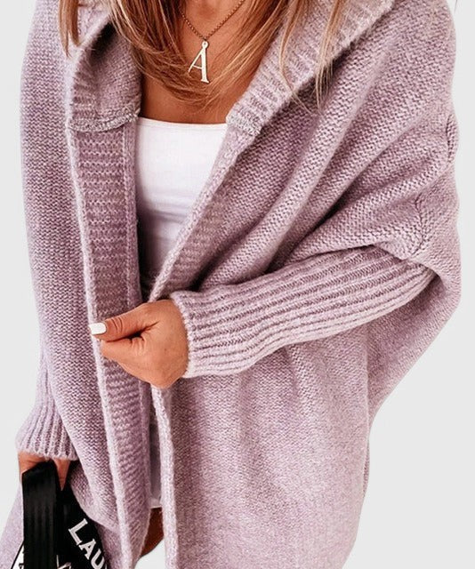 Oversized Hooded Knit Cardigan