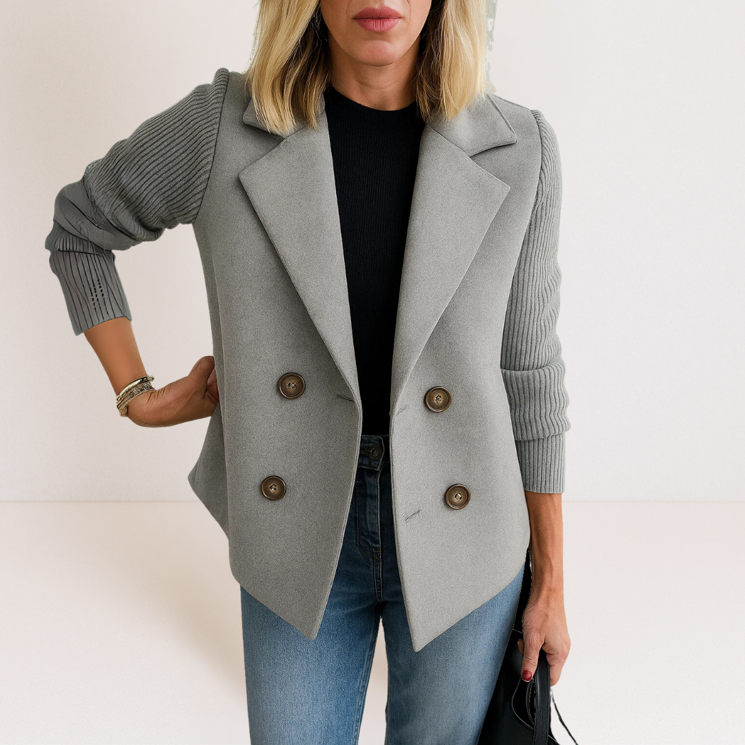 Marta – Elegantní kabát s pletenými rukávy