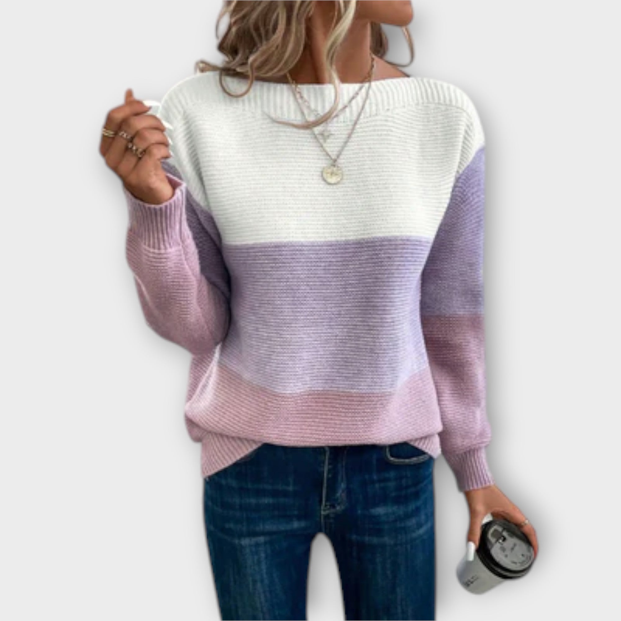 Clara - Elegant patchwork sweater in three colours