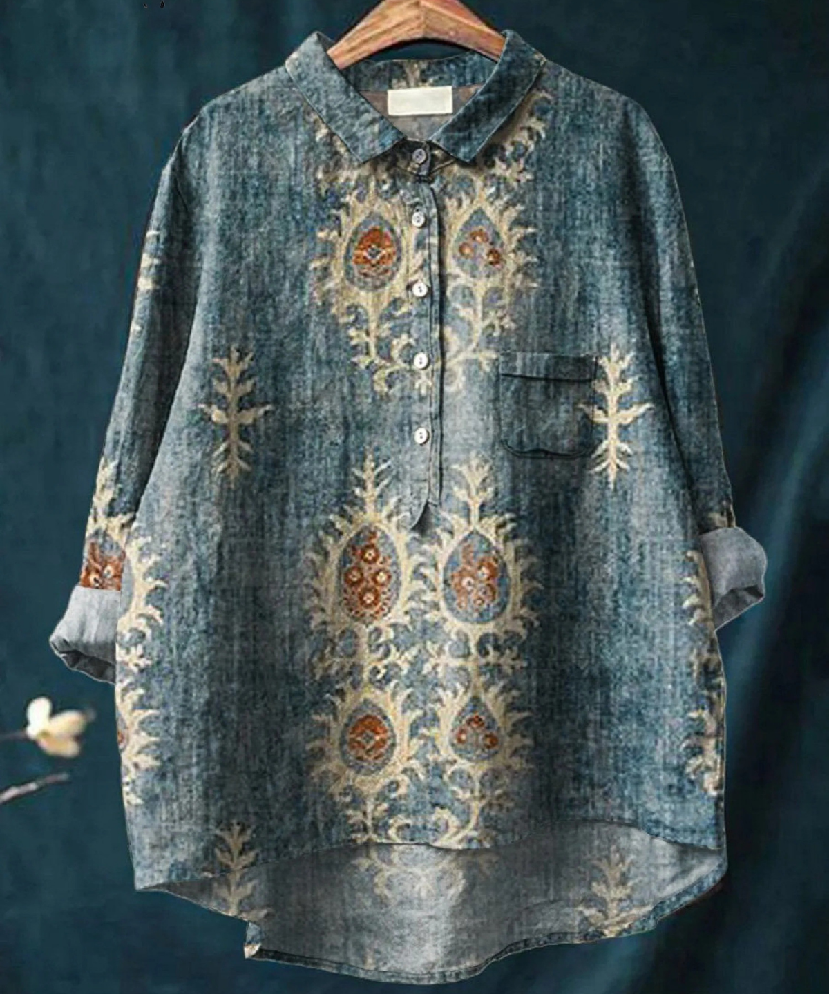 Diana - Vintage etnická košile s květinovým vzorem