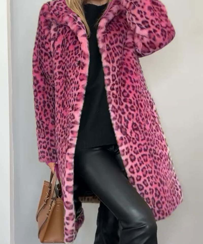 Leia - Dlouhý kabát s leopardím vzorem