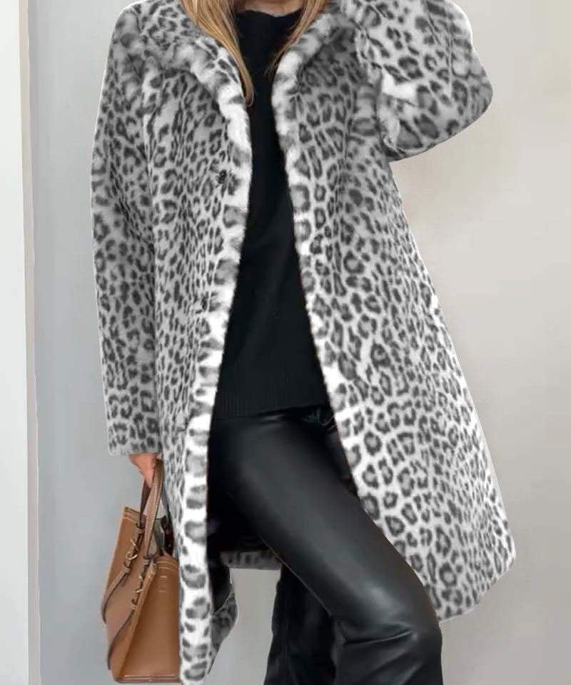 Leia - Dlouhý kabát s leopardím vzorem