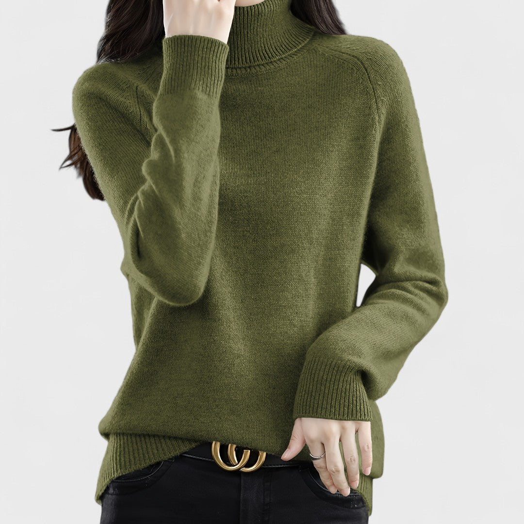 Sapphire - Solid High Neck Sweater