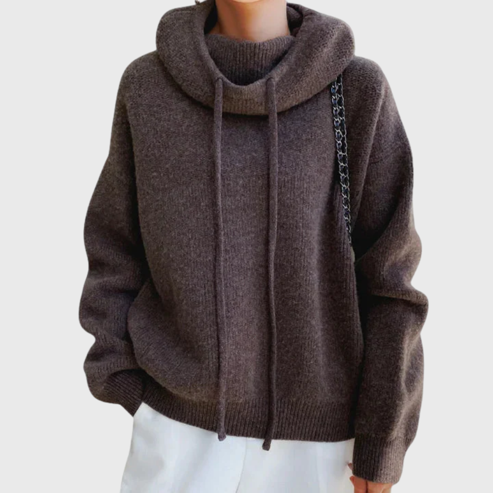 Brenda | High Neck Sweater with Drawstring