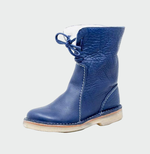 Botas de couro impermeáveis com forro de lã