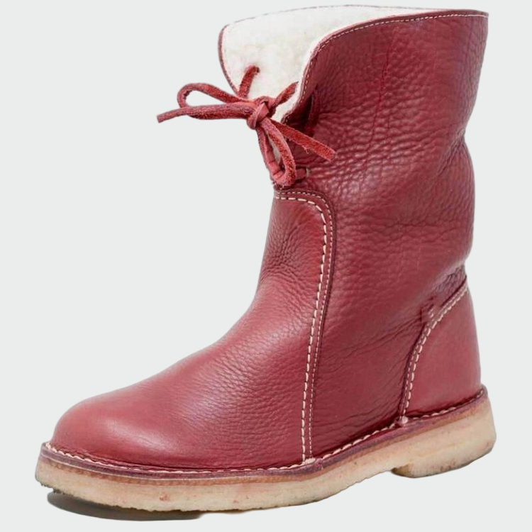 Botas de couro impermeáveis com forro de lã