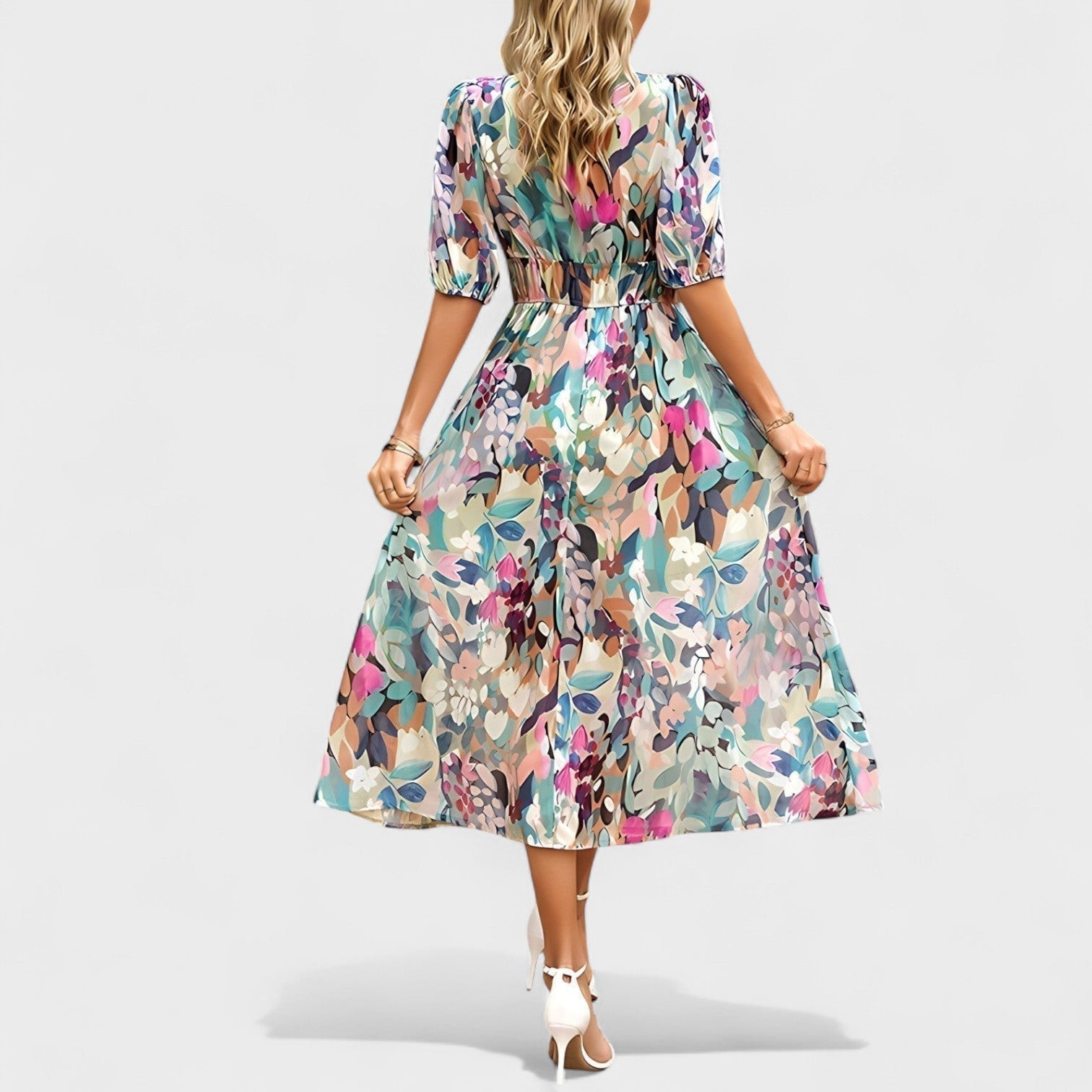 Clara – Elegantes midi šaty s květinovým vzorem