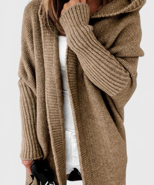 Velký pletený kardigan s kapucí