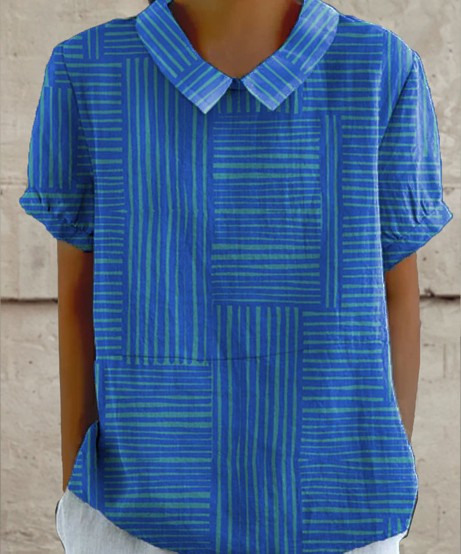 Mara – Geometric Pattern Striped Shirt