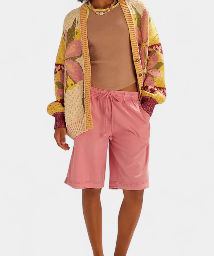 Casey Floral Knit Cardigan with Relaxed Fit