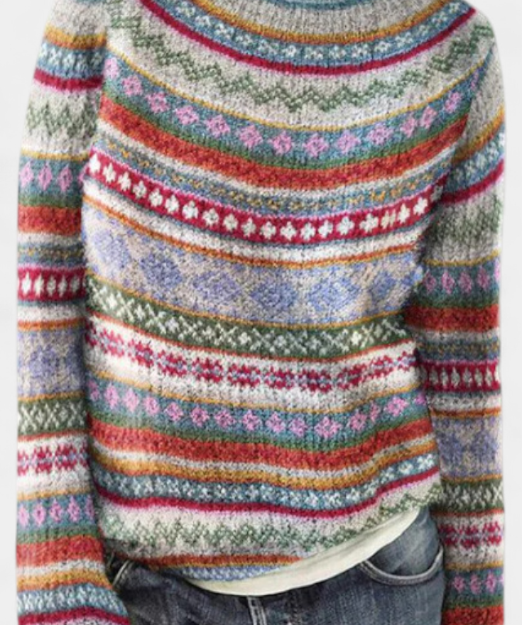 Jolessa Knitted Jumper with Nordic Print